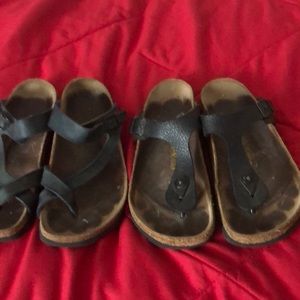 2 pair of Birkenstock’s   One blue and one black
